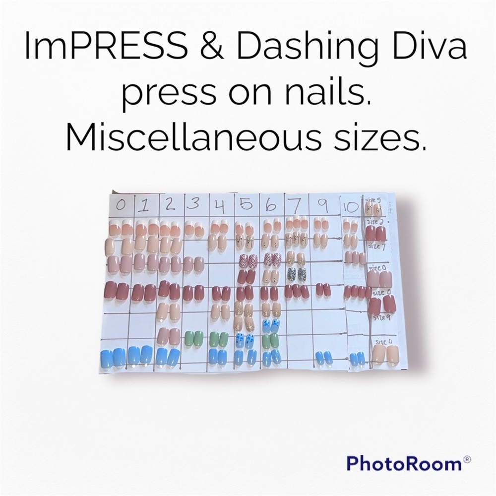 Miscellaneous ImPRESS & Dashing Diva nails in medium length.